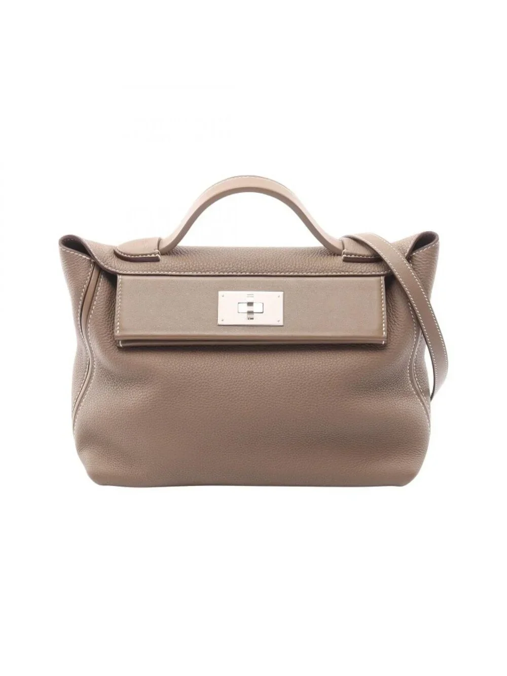 Hermes Handbag Sac 24/24 29 2-Way Etoupe Leather Sac 24/24/24 Vanquatre 29